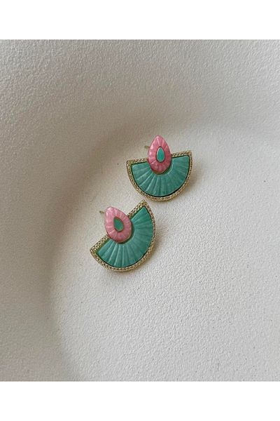 mos&more Steel Blue Small Fan Elegant Earrings