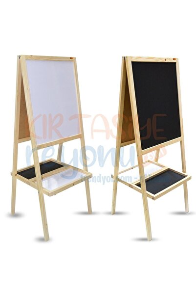 Panda Ahşap Ayaklı Çift Taraflı Sepetli Öğrenci Tipi 35x50 Yazı Tahtası