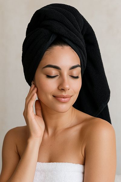 Elaganya Cotton Black Hair Towel 50X90 cm
