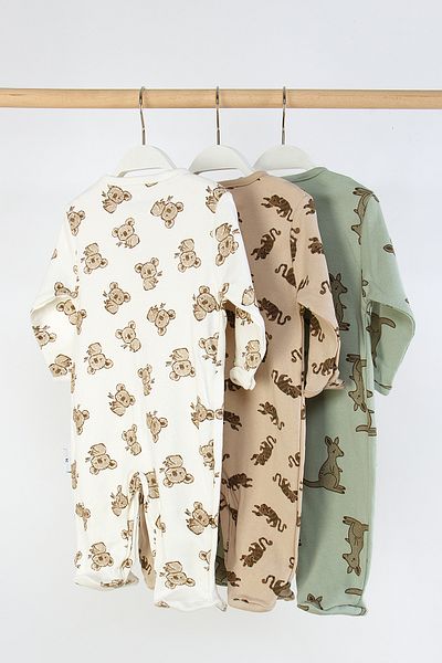 Mini Cotton 100% Cotton 3-Piece Printed Baby Romper with Booties and Snap Fasteners