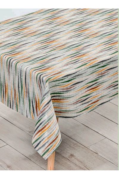 Blue Home Table Cloth Fiber Lined Pvc Non-Slip Stain Resistant Erasable Mirella Pattern Color No: 210 a