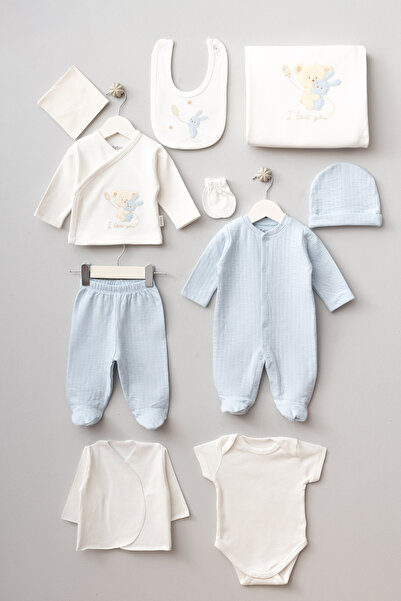 Bebitof My Baby Kumsal % 100 Coton 10 Lu Hastane Çıkışı Yeni sarılan Ayıcık Desenli 10099