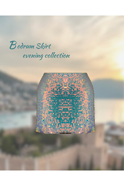 AyBer Textile Pullu Mavi Etek