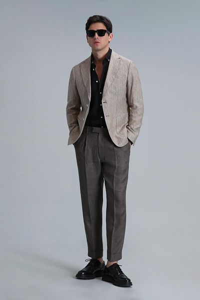Lufian Jak Sports Ανδρικό Μπουφάν Blazer Slim Fit Μπεζ