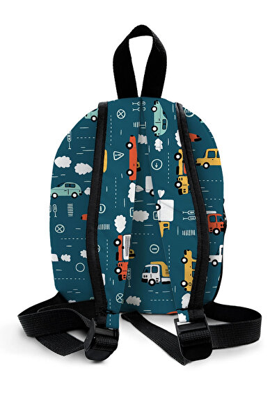 Kokopatik Kişiye Özel İsimli - Arabalar Desenli Orta Boy Kreş Çantası