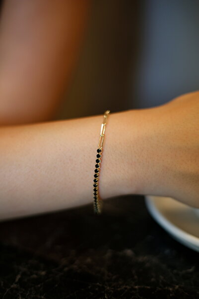 Belle Siyah Zirkon Taşlı Yeni Vip Ataç Bileklik