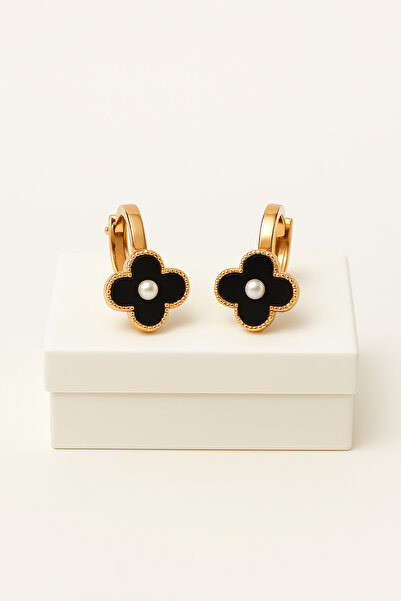 MakeWell Kulağı Delik Olmayanlar için Yonca Tasarımlı İnci Taşlı Sıkıştırmalı...