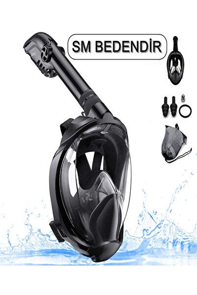 POBO SM Beden 360* Tam Yüz Dalış Maskesi Su Altı Keşif Dalış Maske Slikon Şnorkel Full Face Maske