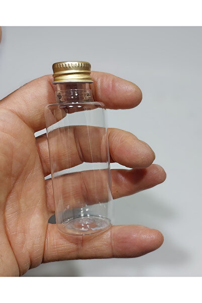 wellLine 10 Adet Boş Şişe Tıpalı Gold Kapaklı Kolonya Şişesi Doldurulabilir Cep Plastik Parfüm Şişesi 50 ml