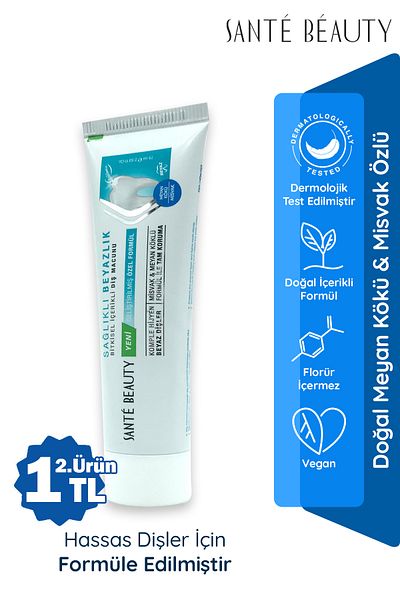 SANTE BEAUTY Effective Toothpaste Against Bad Breath with Natural Miswak Extract & Licorice Root Herbal Content 75 ml