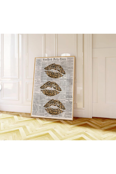 512 STORE Estetik Leopar Kiss Gazete Duvar Dekor Çerçevesiz Poster Modern Tasarım Yatak Odası Salon Mutfak Hol