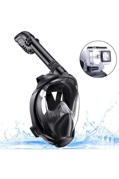 Reidan Lxl Siyah Dalış Maskesi Tam Yüz Full Face Şnorkel Anti Sızıntı Ekipmanları 360 Derece Görüntü Slikon