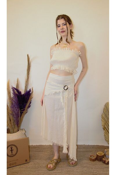 ARİNNASİDE Buckle Skirt with Tie Detail on the Front