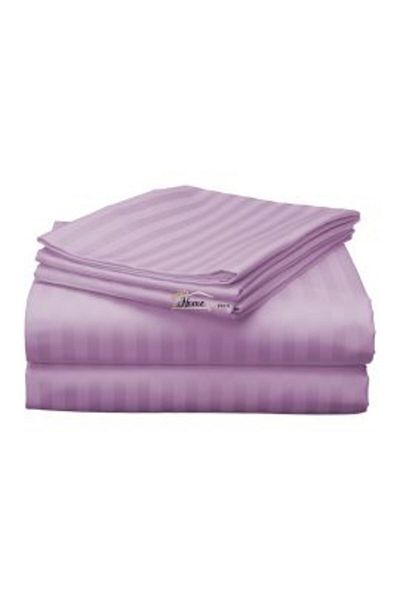 HomePuls Double Bed Sheet Damask Polycotton Stripe 1 cm, 220 x 230 cm, Lilac