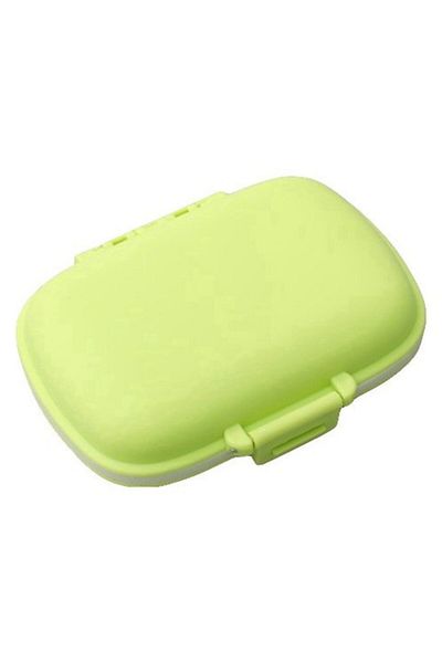 Camy Medication Organizer, Plastic, 8 Compartments, 0.1 L, Green, 11x7 cm