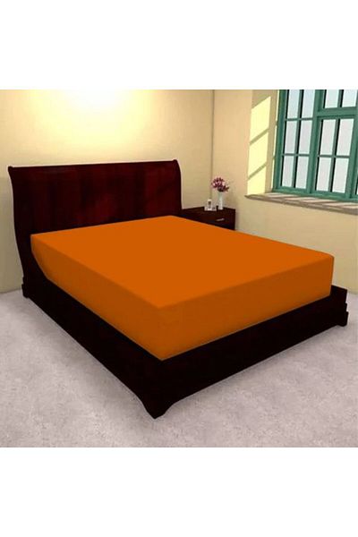 Ralex Fitted Bed Sheet with Elastic, Polyester Jersey, for Mattress 160 x 200 cm, Orange