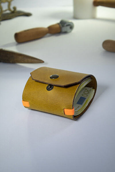 Tauran Genuine Leather Unisex Women's Men's Handmade Wallet with Magnetic Mon...