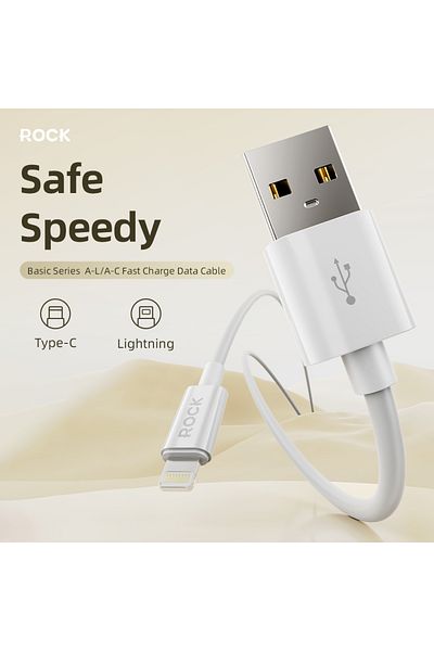 Rock P8 USB to Lightning 27W 100cm Cable White