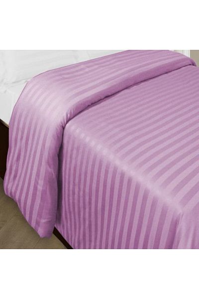 HomePuls Quilt Cover for 2 People Damask Polycotton Stripe 1 cm, 180 x 220 cm, Lilac