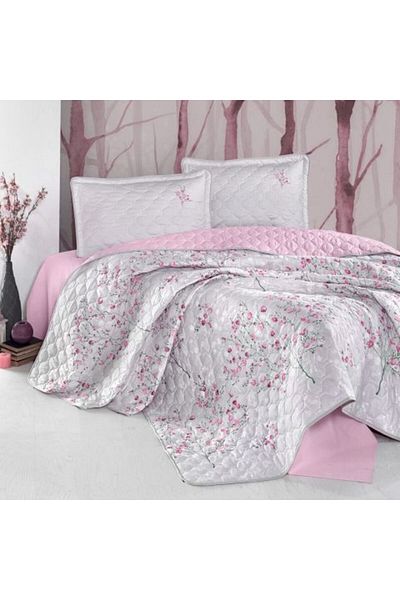 Clasy Quilted Double Bedspread 240 x 260 cm with 2 Pillowcases 50 x 70 cm, White SALIDA V2