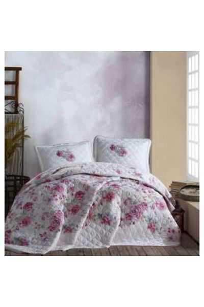 Clasy Quilted Double Bedspread 240 x 260 cm and 2 Pillowcases 50 x 70 cm, White DESIMA