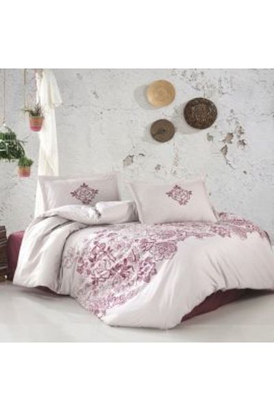 Ralex Double Bed Sheet Set 100% Cotton Ranforce 4-Piece Extra Large, Pink MANDORA V 2