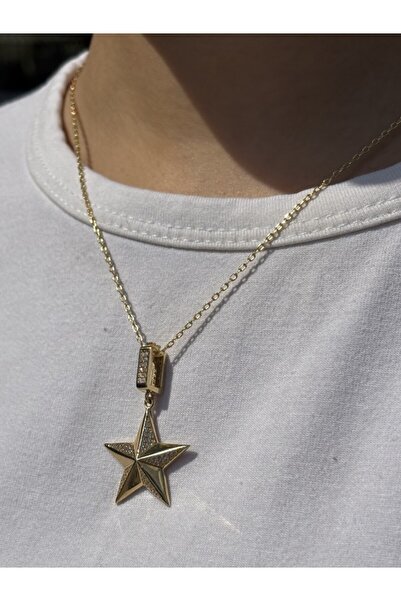 Has Kuyumcum 14 Ayar Altın Taşlı Yıldız Kolye Ucu Charm