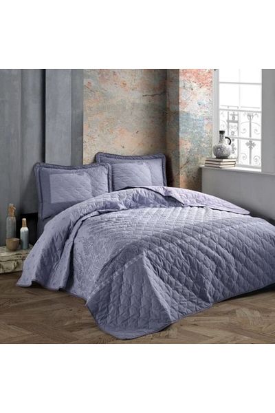 Clasy Quilted Bedspread for Double Bed, 240 x 260 cm with 2 Pillowcases 50 x 70 cm, Anthracite RISA