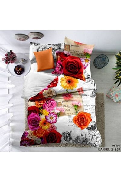 Ralex Double Bed Linen Poplin Percalle Printed Cotton 100%, 4 pieces - Sheet 240 x 260 cm, Duvet cover 200
