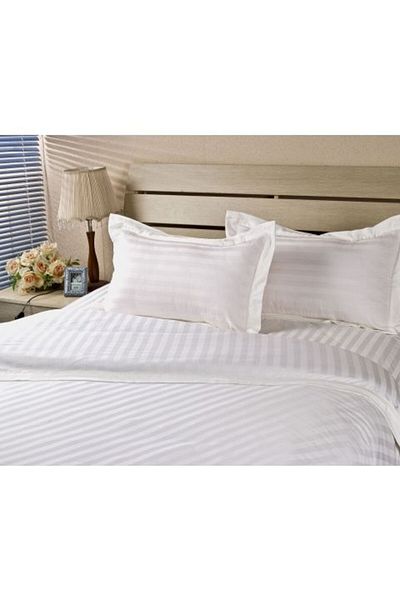 Ralex Single Bed Linen Damask HoReCa Double Satin Cotton 100%, 3 cm Stripe, 3 Pieces, Sheet 160 x 240 cm,