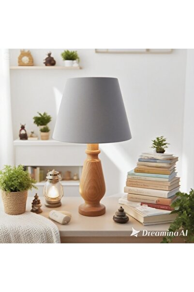 571 Store Magnolia Table Lampshade Wooden Body Fabric Headboard Decorative Table Lamp Night Light