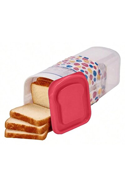 Primlife Bread Storage Box, Primlife, Plastic, 34 x 13 cm, Keeps Freshness, Red Lid