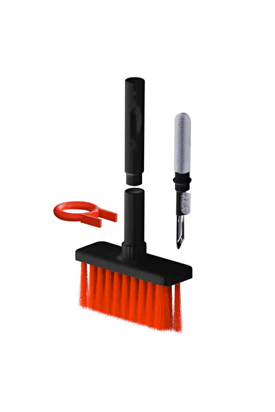 OEM Βούρτσα καθαρισμού ακουστικών και πληκτρολογίου 5 σε 1, Μαύρο, Κόκκινο