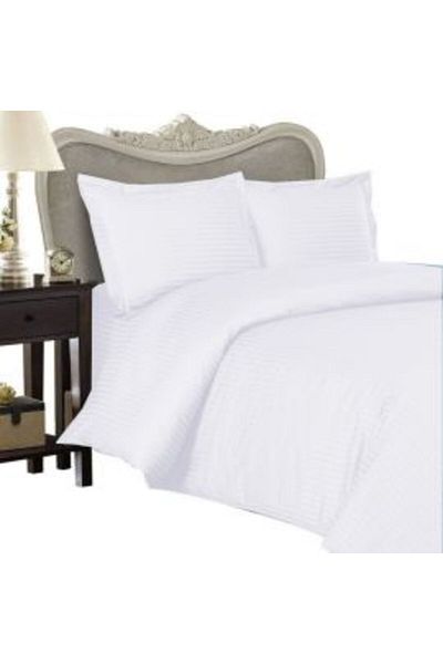 HomePuls Single Bedding Set Damask Polycotton Stripe 1 cm, 3 pieces, Bed Sheet 160 x 230 cm, Duvet Cover 140