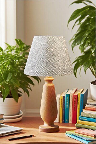 571 Store Magnolia Table Lampshade Wooden Body Fabric Headboard Decorative Table Lamp Night Light