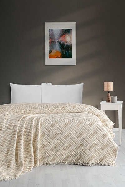 EVFENDİ Luxury Bej 5 Katlı Dolgulu Jakarlı Müslin Yorgan Çift Kişi 220x240 cm...
