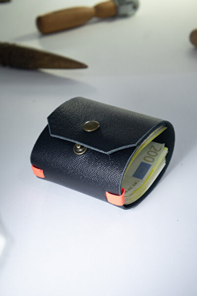 Tauran Genuine Leather Unisex Black White Handmade Wallet with Magnet Money C...