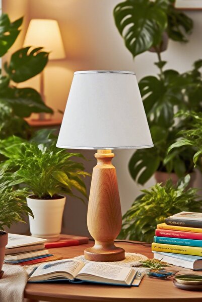 571 Store Magnolia Table Lampshade Wooden Body Fabric Headboard Decorative Table Lamp Night Light