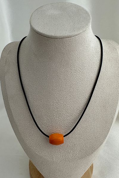 Modex Oval Wooden Bead Colorful Black String Necklace (40cm)