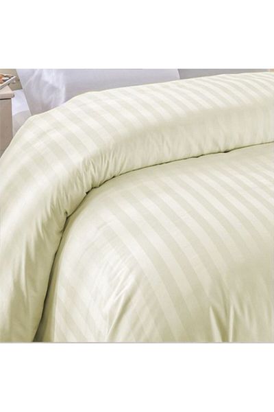 HomePuls Husă de pilotă pentru 2 persoane, model damasc, 100% bumbac, stil hotelier, dungi de 1 cm, 180 x 220 cm, crem deschis