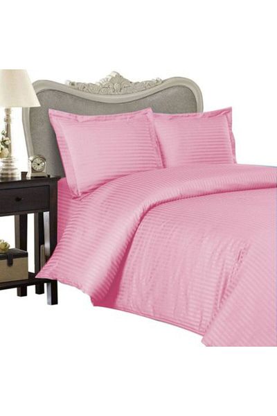 HomePuls Single Bed Linen Set Damask Polycotton Stripe 1 cm, 3 Pieces, Sheet 160 x 230 cm, Duvet Cover 140 x