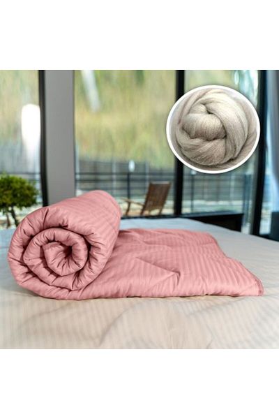 Ralex Pătură de iarnă matlasată din lână cu model damasc din bumbac, 140 x 210 cm, roz pudrat