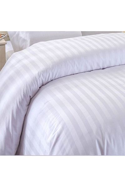 HomePuls Husă de pilotă King Size pentru 2 persoane, bumbac damasc 100%, stil hotelier, cu dungi de 1 cm, 200 x 230 cm, lățime