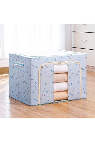Camy Foldable Storage Box, 100 L, Oxford Fabric, 60x42x40 cm, Front Window, 2 Zipper Access Doors, Metal