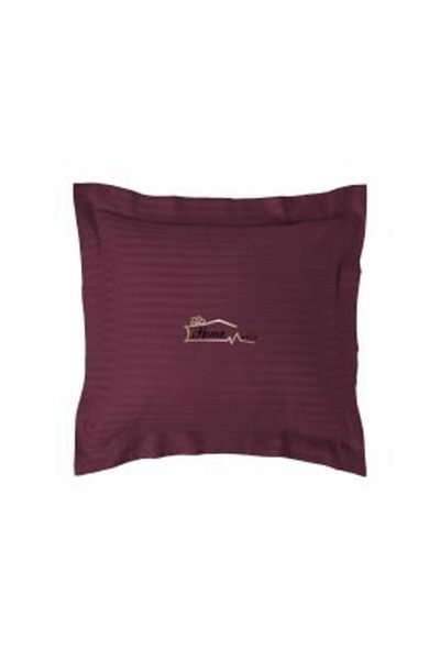HomePuls Pillowcase Damask Polycotton Stripe 1 cm, 40 x 40 cm with 3.5 cm Edge, Burgundy Red