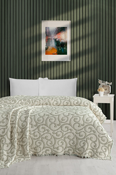 EVFENDİ Divan Yeşil 5 Katlı Dolgulu Jakarlı Müslin Yorgan Çift Kişi 220x240 c...