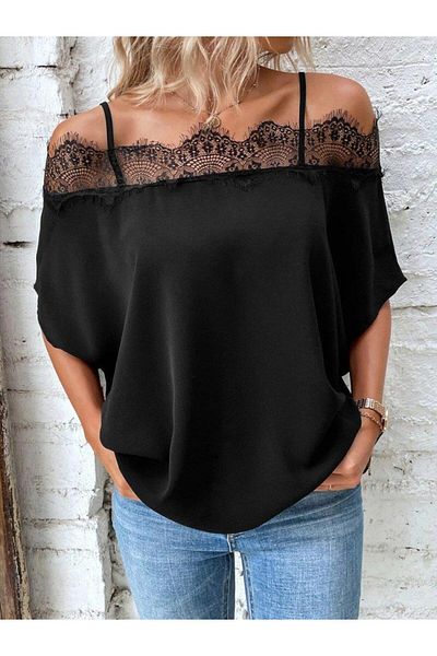 modamtn Women's suspender lace janjan crepe blouse