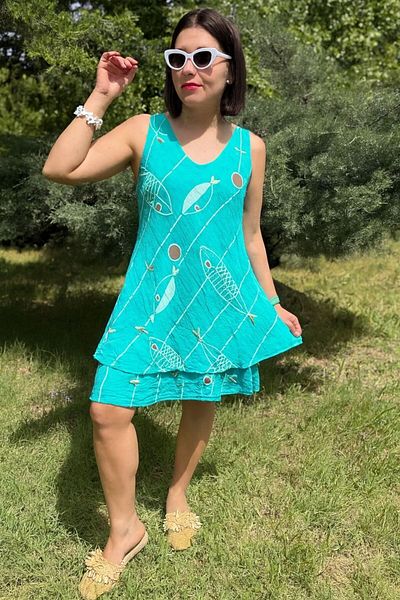 AGORATEKSTİL Women's Italian Patterned Lined Dress