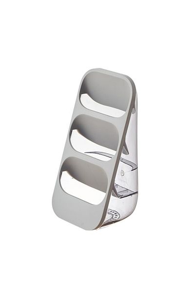 Primlife Transparent storage box with oblique insertion, Grey