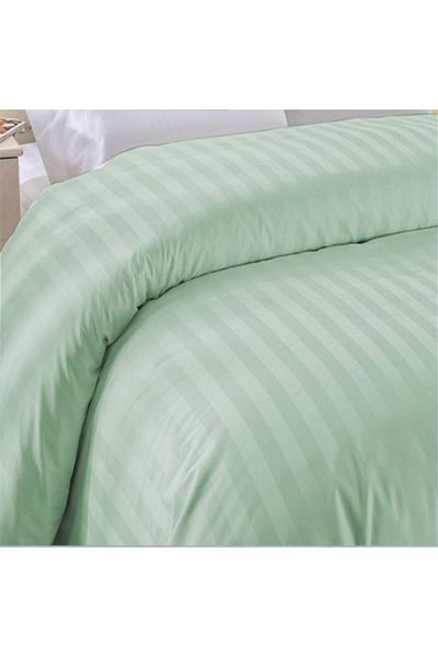 HomePuls King Size Duvet Cover for 2 Persons - Damasc Cotton 100% - Hotel Style with 1 cm Stripe, 200 x 230 c